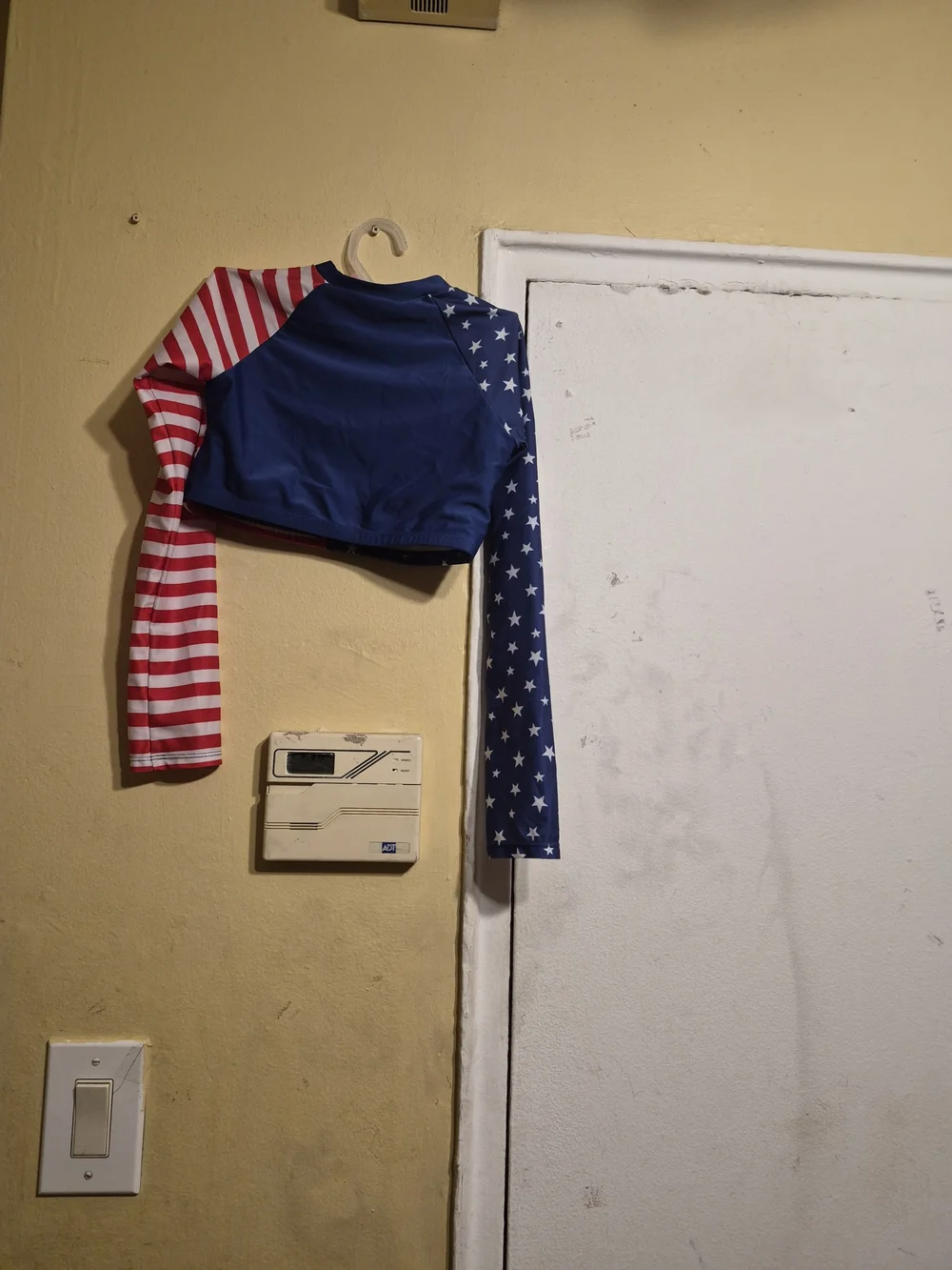 Cat & Jack Stars And Stripes Longsleeve Crop Top Rushguard Swimsuit SZ L (10/12)